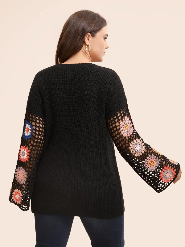 Floral Embroidered Hollow Out Pullover