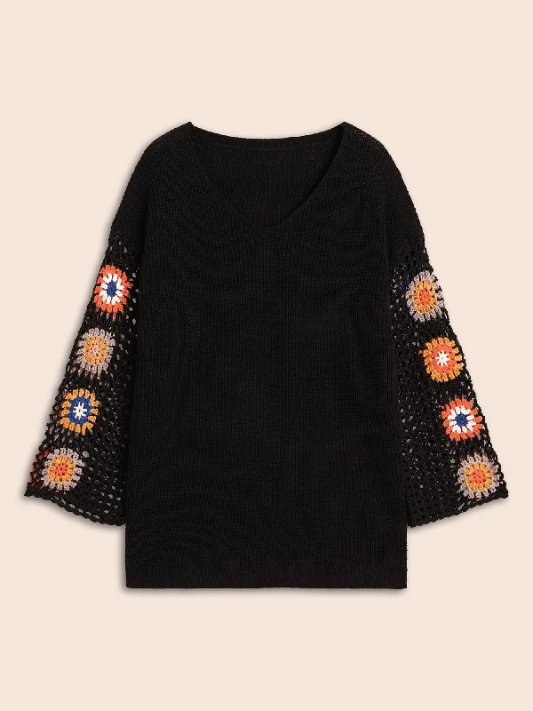 Floral Embroidered Hollow Out Pullover