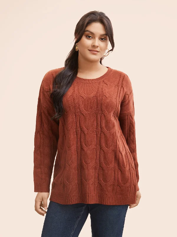 Plain Textured Drop Shoulder Sleeve Pullover