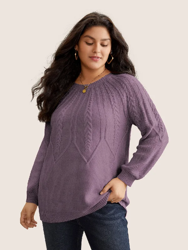 Solid Textured Lantern Sleeve Pullover