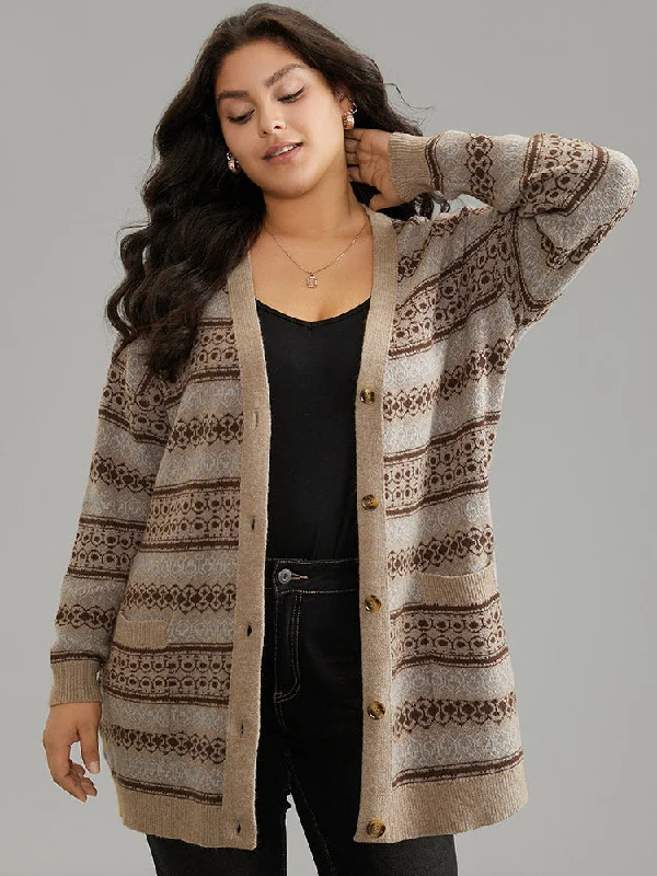 Supersoft Essentials Geometric Pocket Jacquard Cardigan