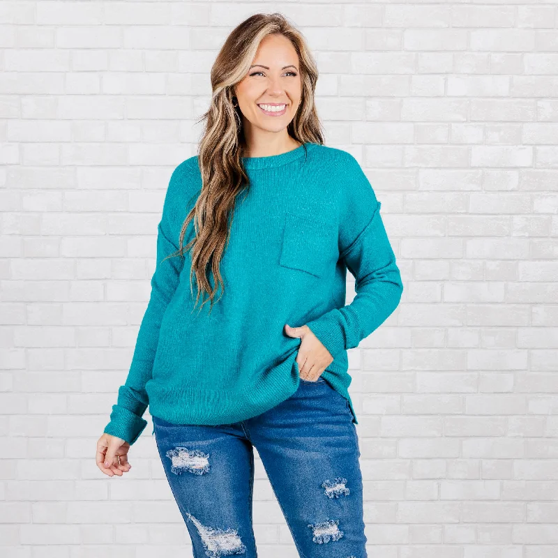 Unwind Your Mind Pullover, Heather Light Teal